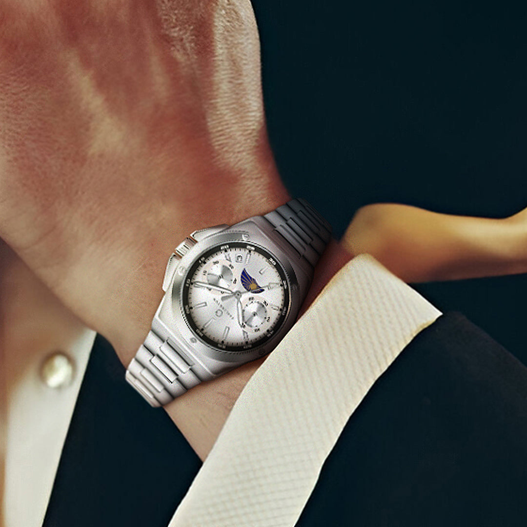 Carlington Legacy Series Analog Wrist Watches With Sun & Moon Face With Stainless Steel Strap for Men - CT 9955