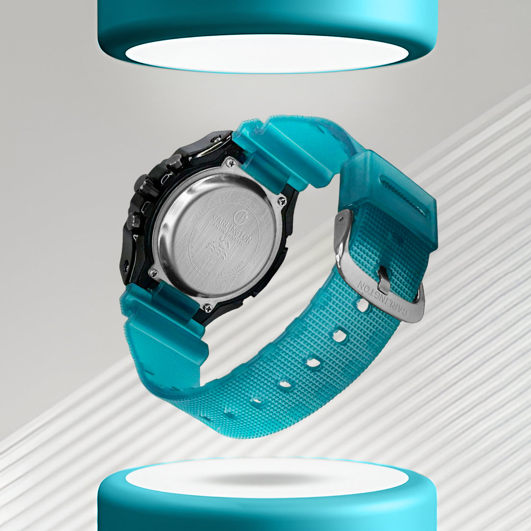 Carlington Velocity Series Analog-Digital Sports Watches for Men and Boys with Alarm, Stopwatch, Backlit Display, Dualtime, Silicone Rubber Strap, Water & Shock Resiatant - CT_8102