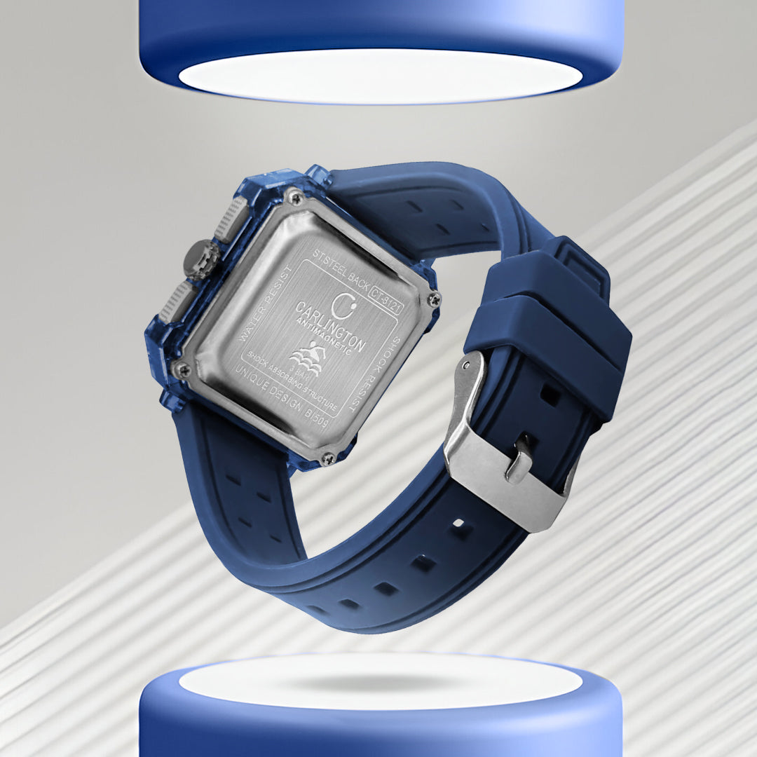 Carlington Velocity Series Analog-Digital Sports Watches for Men and Boys with Alarm, Stopwatch, Backlit Display, Dualtime, Silicone Rubber Strap, Water & Shock Resiatant - CT_8121