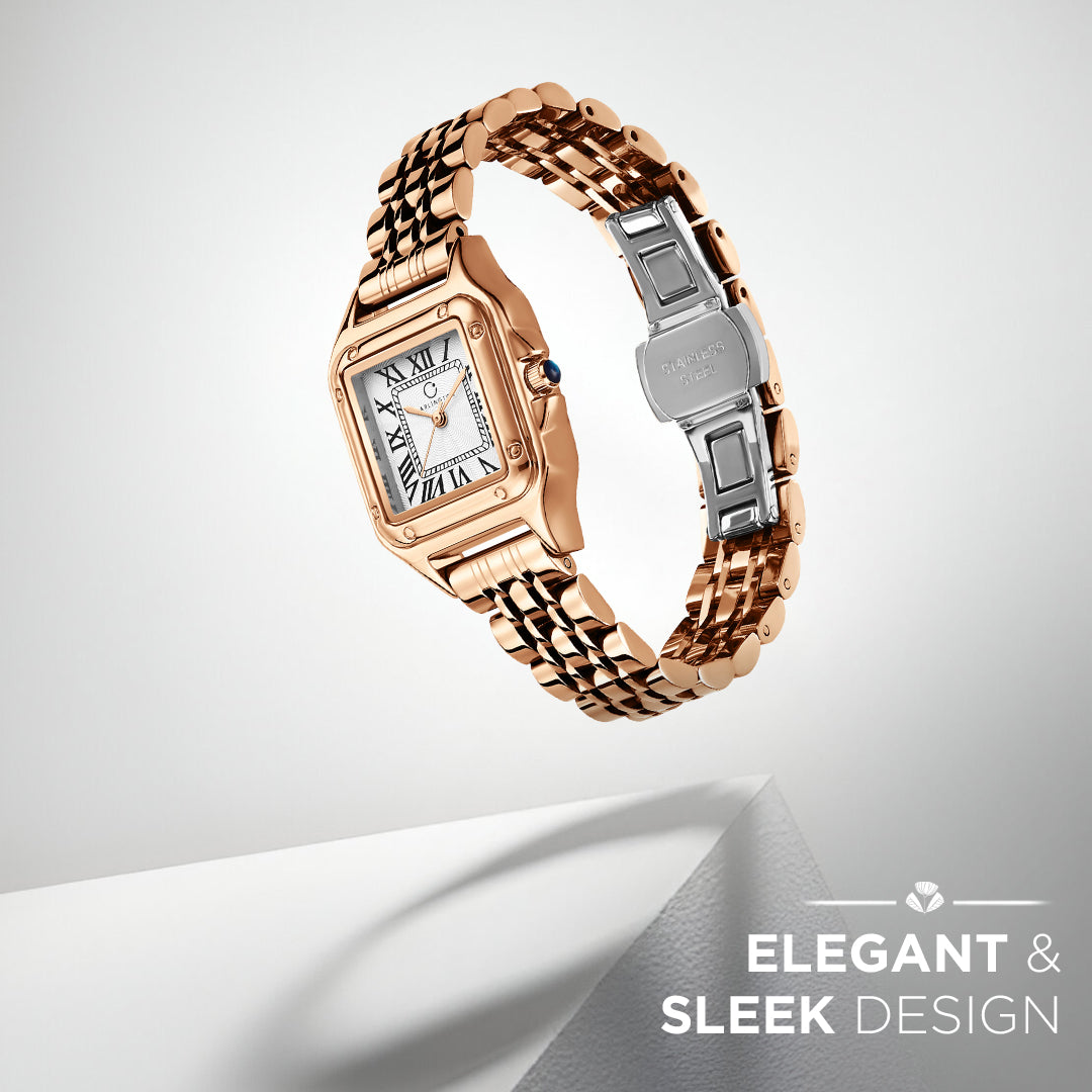 Carlington Diva Series Analog Women Wrist Watches with Stainless Steel Chain Strap | Premium Fashion Watches for Ladies | CT - 110