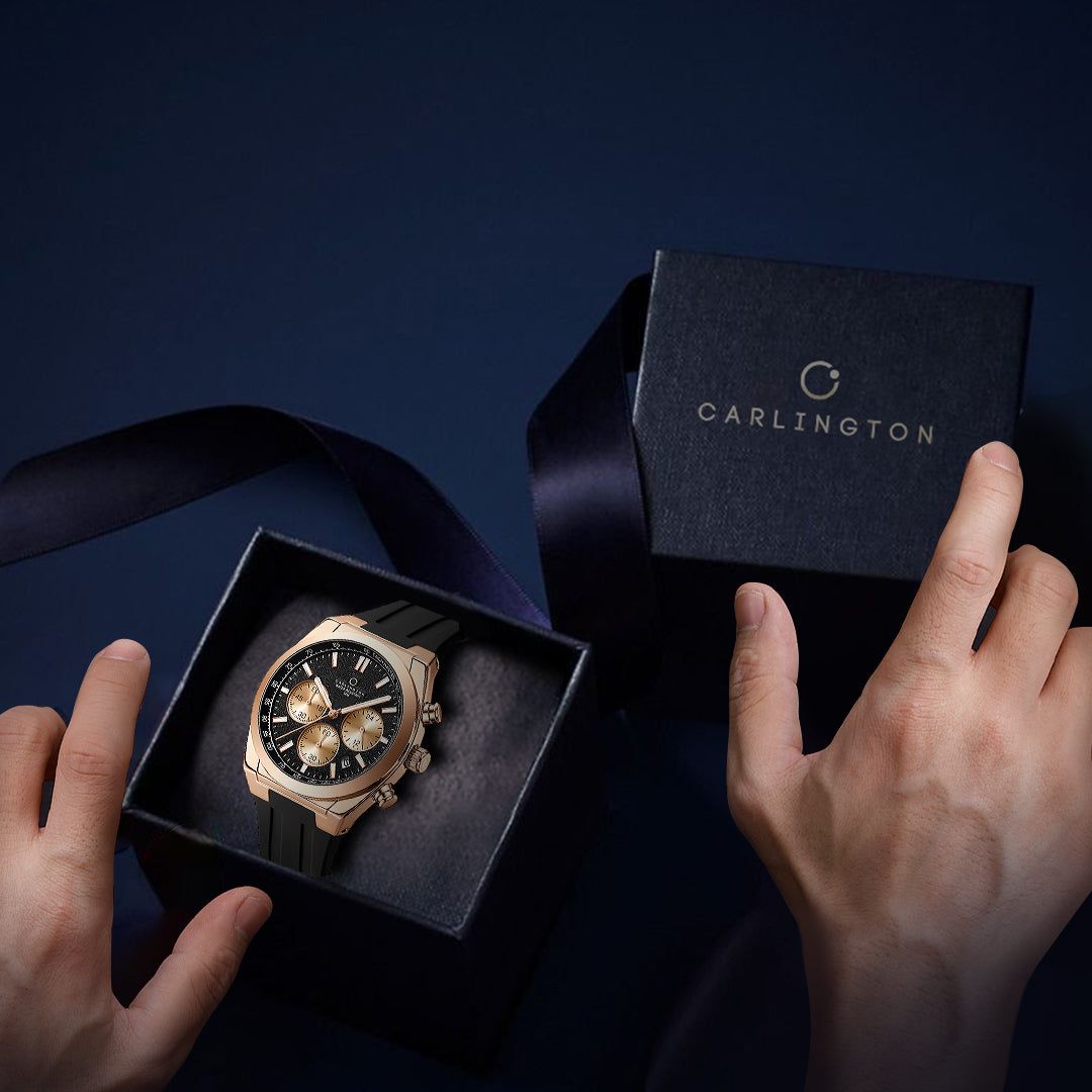 Carlington Nitro Analog Chronograph Men’s Polyurethane Strap Wrist Watch | Quartz Movement | Water & Shock Resistant Watch for Men | Casual & Formal Wear - CT_8080