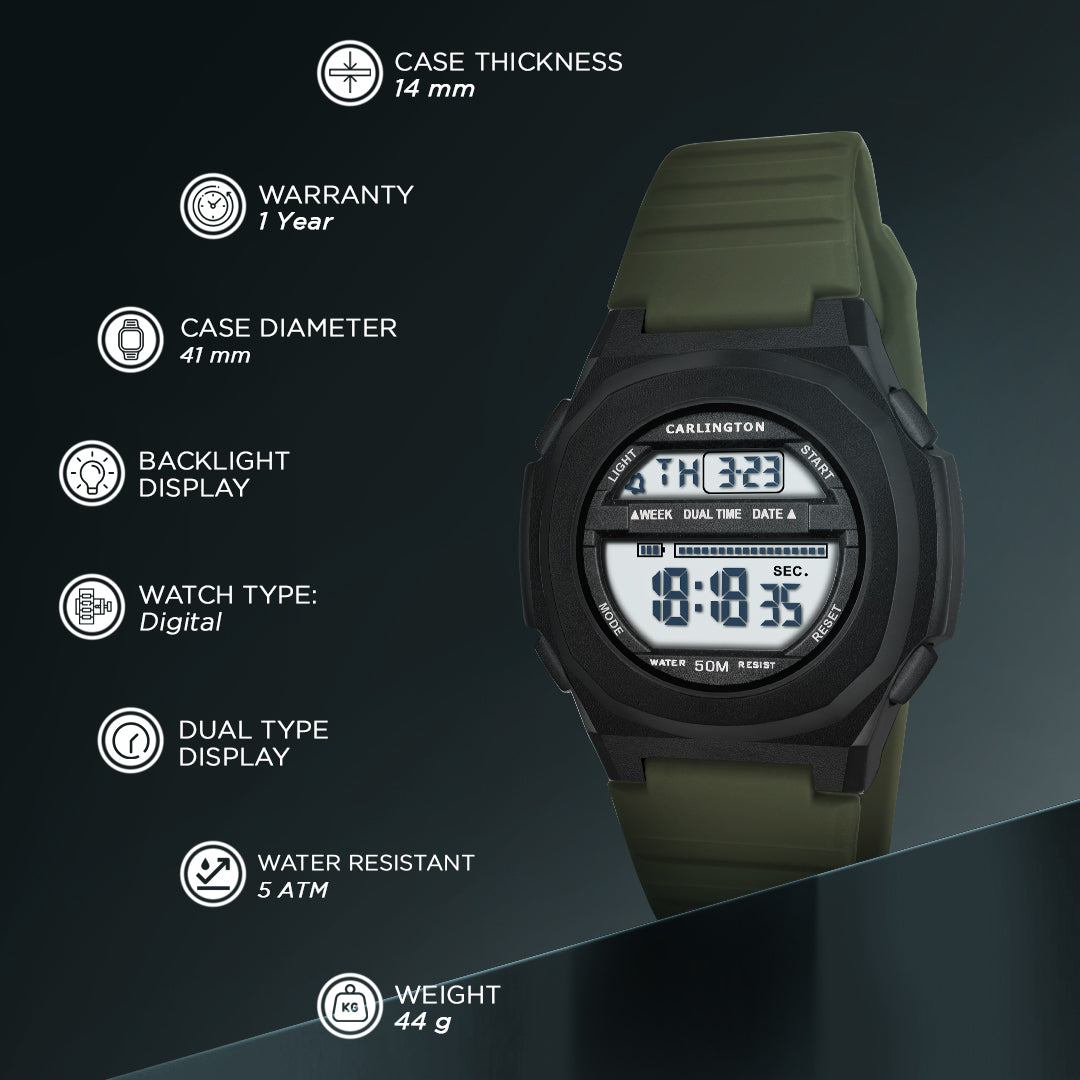 Carlington Endurance Series Digital Sports Watches For Men & Women - CT_9117 Green