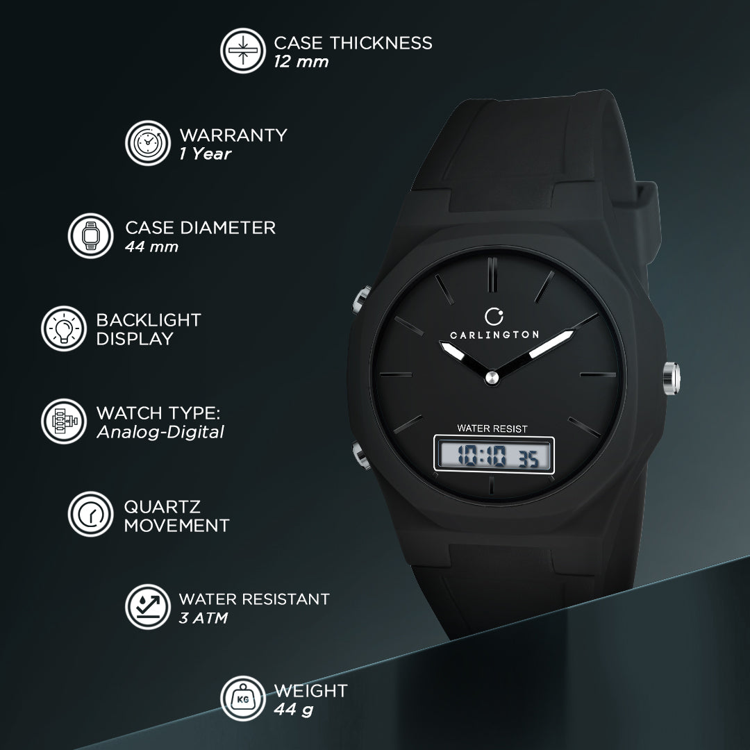 Carlington Endurance Series Analog-Digital Sports Watches For Men And Boys - CT_9145 Black