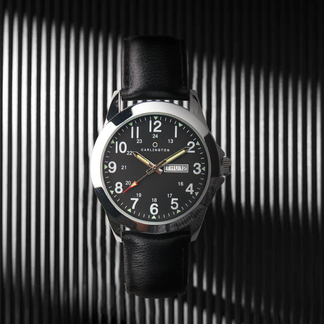 Carlington Aristocrat Series Analog Day & Date Watches for Men with Premium Leather Strap - CT 1073