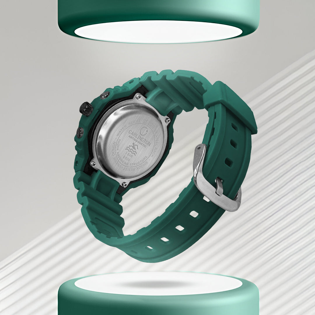 Carlington Velocity Series Analog-Digital Sports Watches for Men and Boys with Alarm, Stopwatch, Backlit Display, Dualtime, Silicone Rubber Strap, Water & Shock Resiatant - CT_8120