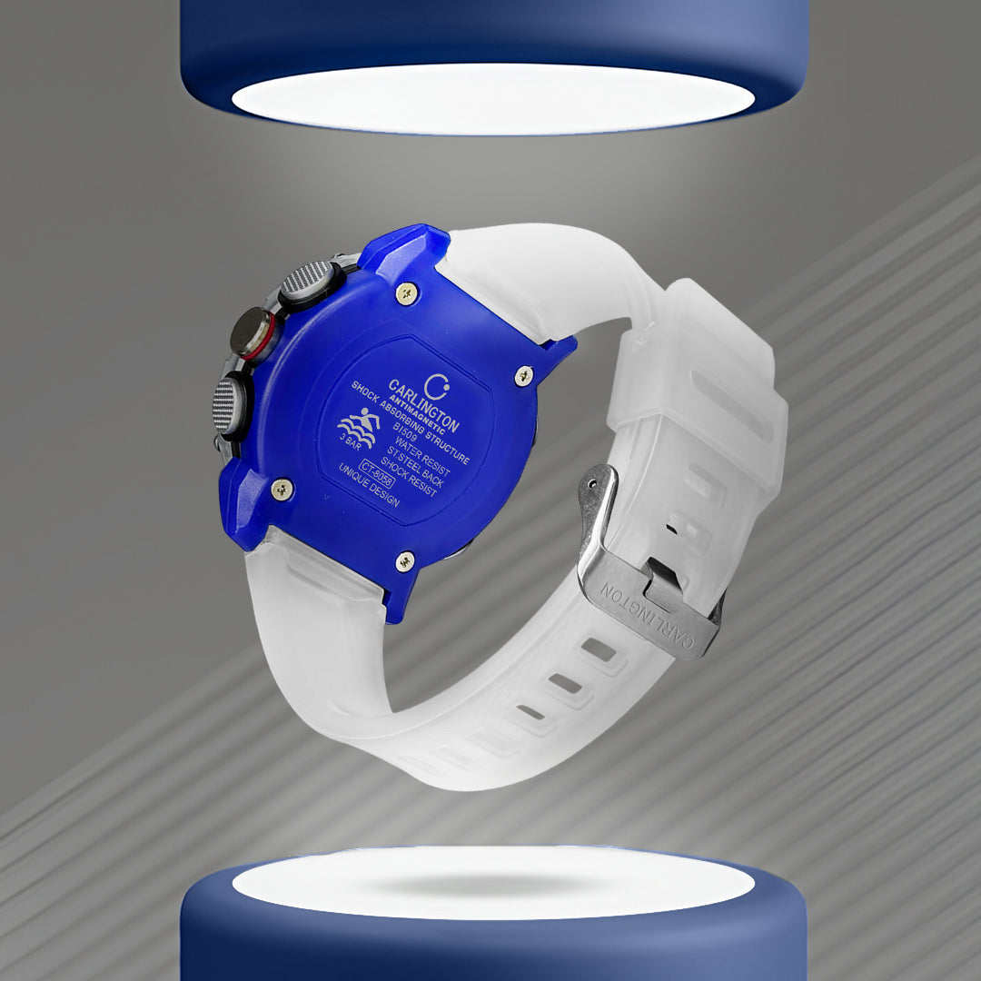 Carlington Velocity Series Analog-Digital Sports Watches for Men and Boys with Alarm, Stopwatch, Backlit Display, Dualtime, Silicone Rubber Strap, Water & Shock Resiatant - CT_8058