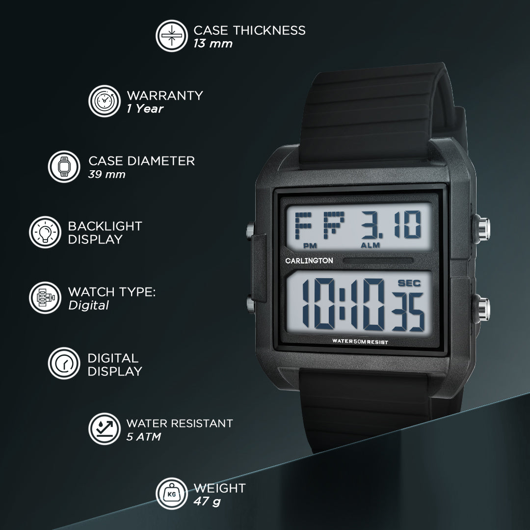 Carlington Endurance Series Digital Sports Watches For Men And Boys - CT_9136 Black