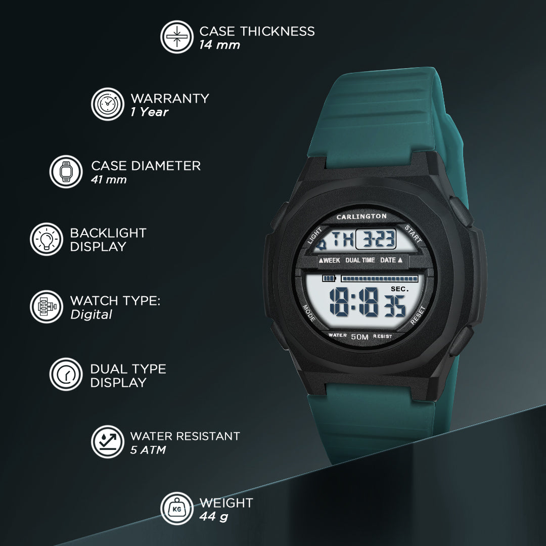 Carlington Endurance Series Digital Sports Watches For Men & Women - CT_9117 Teal