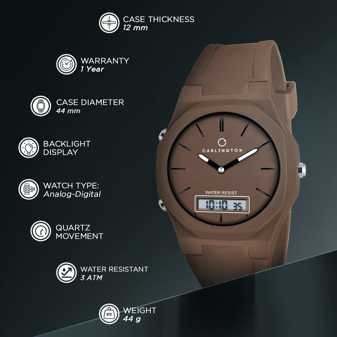 Carlington Endurance Series Analog-Digital Sports Watches For Men And Boys - CT_9145 Brown