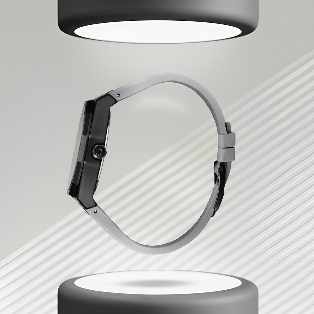 Carlington Nitro Series Analog Watches for Men | Unique Wheel Dial Design | Premium Silicone Strap | Stylish Sports Look | Quartz Movement Wrist Watches for Boys & Men_CT-7277 Grey