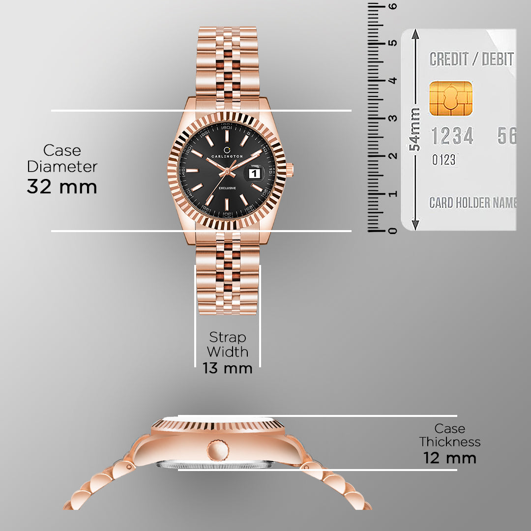 Carlington Exclusive Series 8811 Rose Black Men + 8811 Rose Black Women Analog Wrist Watch For couple