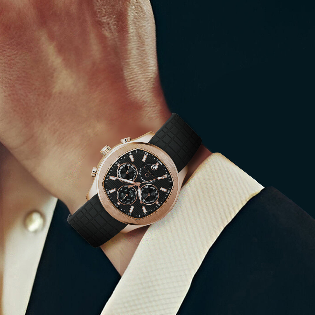 Carlington Legacy Series Analog Wrist Watches with Chronograph & Silicone Strap for Men - CT 9999