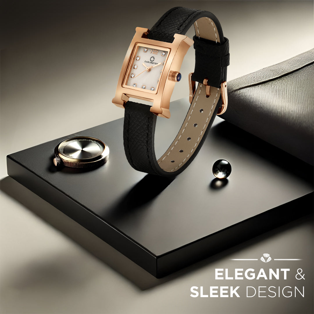 Carlington Aura Series Analog Women Wrist Watches with Premium Leather Belt Strap | Premium Fashion Watches for Ladies | CT - 203