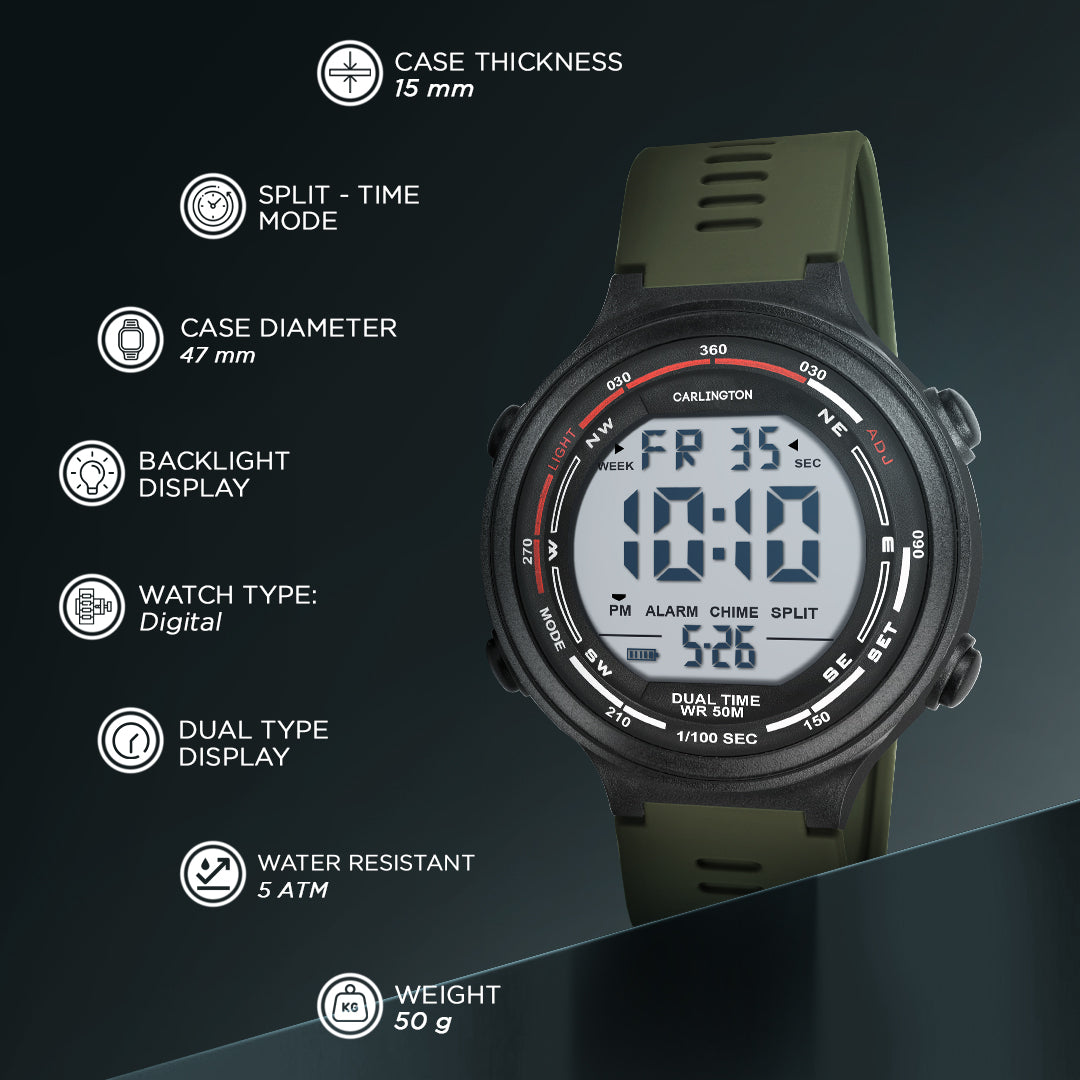 Carlington Endurance Series Digital Sports Watches For Men And Boys - CT_9120 Green