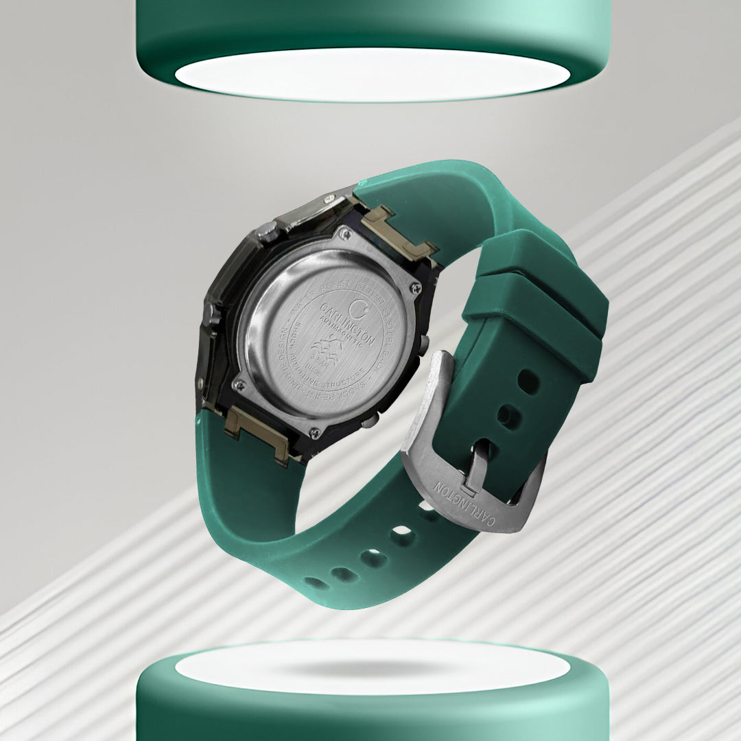 Carlington Velocity Series Analog-Digital Sports Watches for Men and Boys with Alarm, Stopwatch, Backlit Display, Dualtime, Silicone Rubber Strap, Water & Shock Resiatant - CT_8088