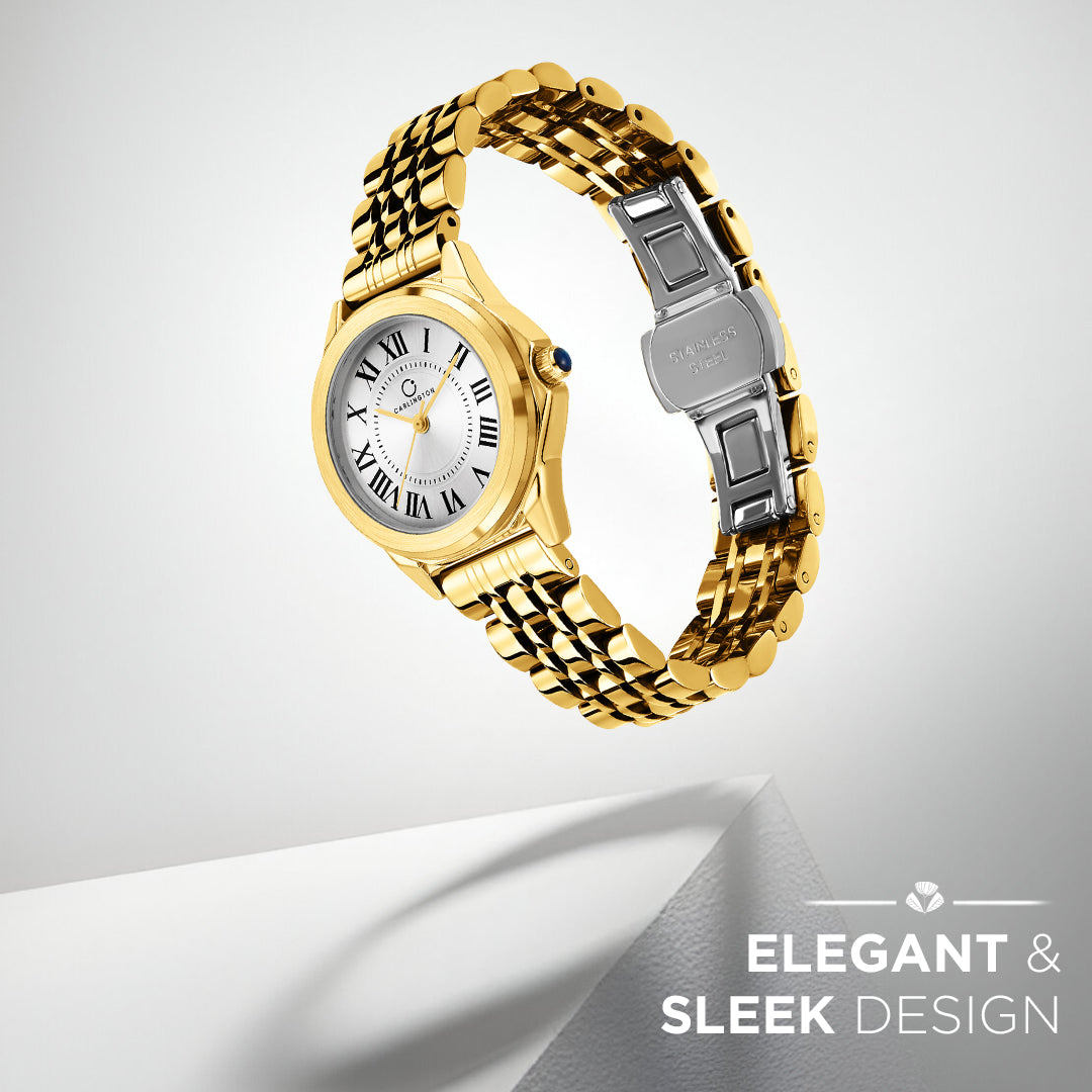 Carlington Diva Series Analog Women Wrist Watches with Stainless Steel Chain Strap | Premium Fashion Watches for Ladies | CT - 104