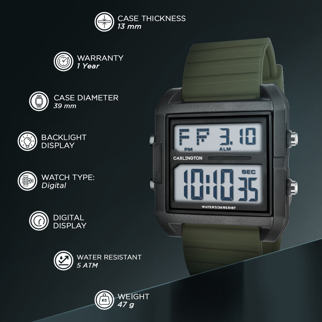 Carlington Endurance Series Digital Sports Watches For Men And Boys - CT_9136 Green