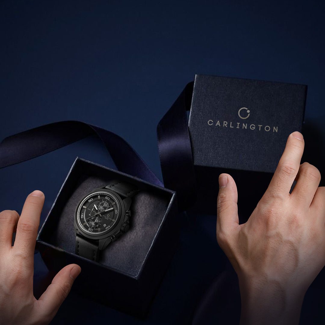 Carlington Nitro Analog Chronograph Men’s Premium Leather Strap Wrist Watch | Quartz Movement | Water & Shock Resistant Watch for Men | Casual & Formal Wear - CT_8075