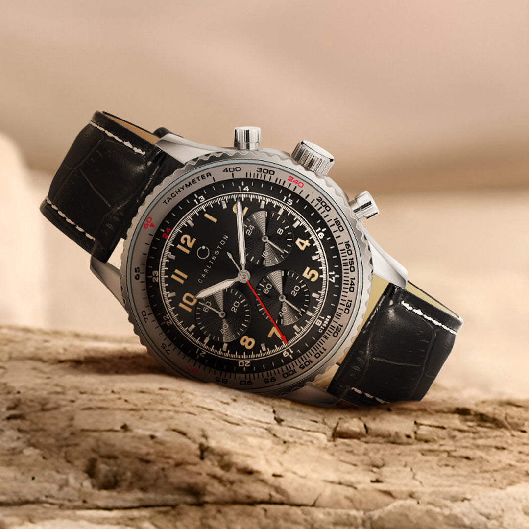 Carlington Legacy Series Analog Wrist Watches with Chronograph & Premium Leather Strap for Men - CT 9988