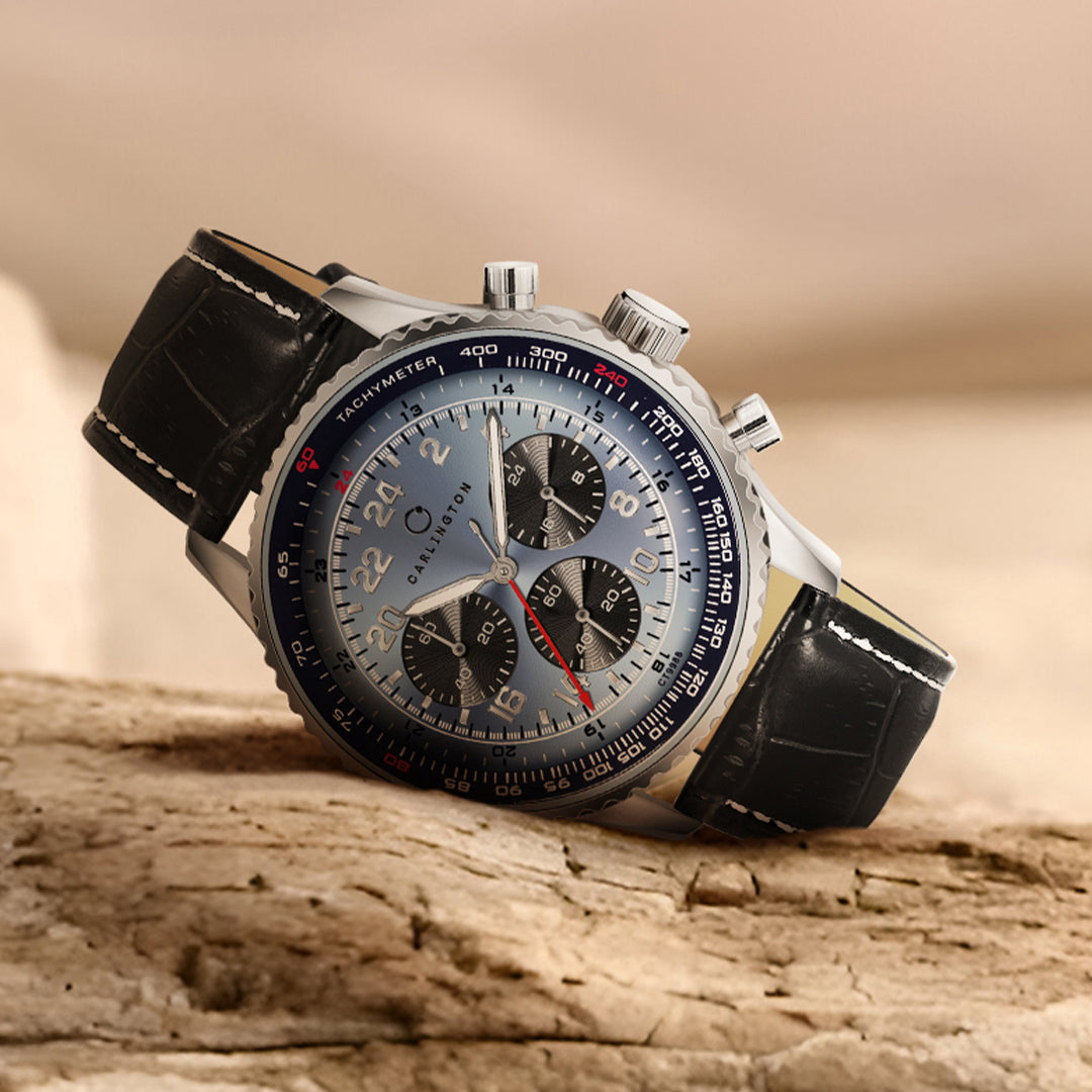 Carlington Legacy Series Analog Wrist Watches with Chronograph & Premium Leather Strap for Men - CT 9988
