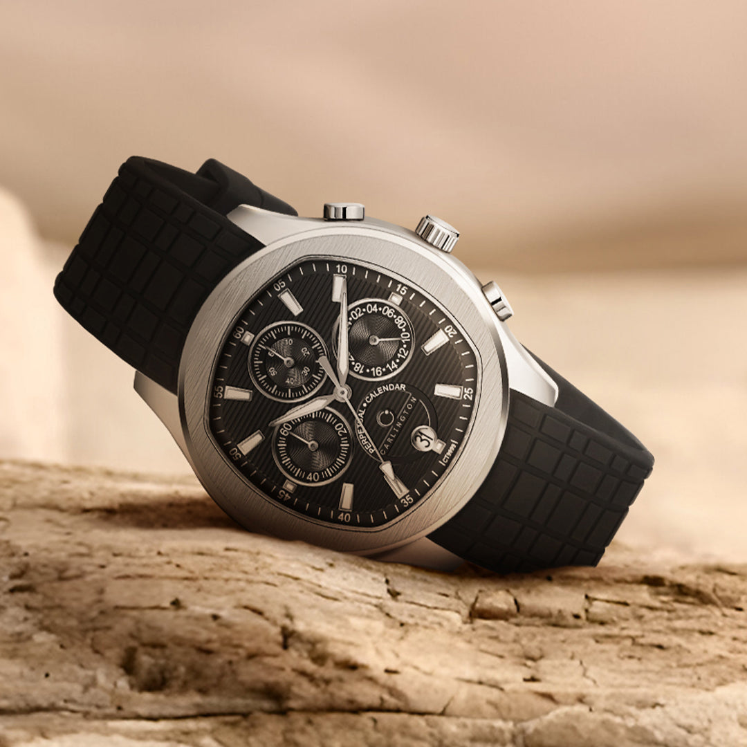 Carlington Legacy Series Analog Wrist Watches with Chronograph & Silicone Rubber Strap for Men - CT 9999