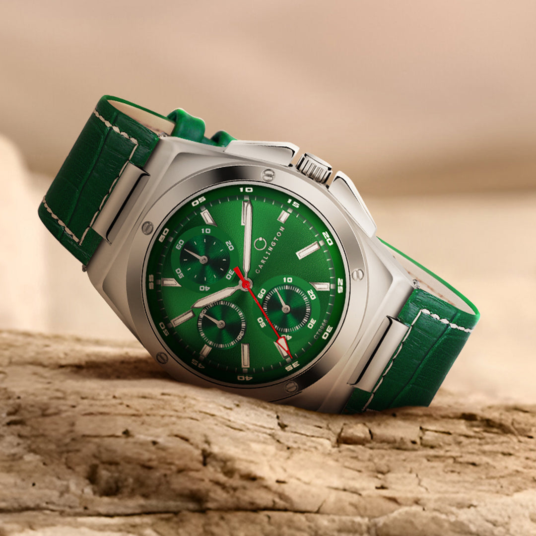 Carlington Legacy Series Analog Wrist Watches with Chronograph & Premium Leather Strap for Men - CT 9966