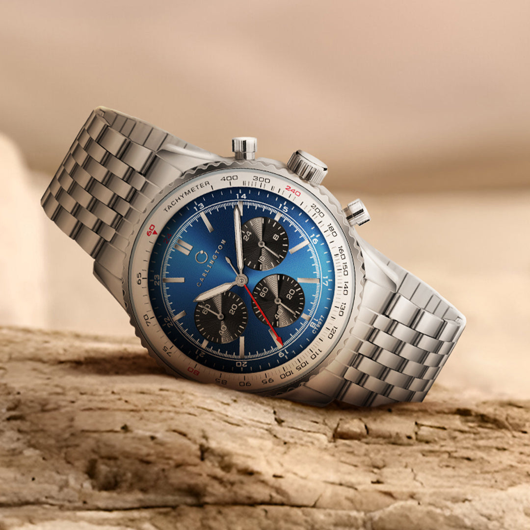 Carlington Legacy Series Analog Wrist Watches with Chronograph & Stainless steel Strap for Men - CT 9977