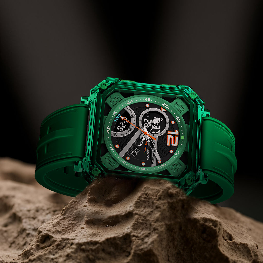 Carlington Velocity Series Analog-Digital Sports Watches for Men and Boys with Alarm, Stopwatch, Backlit Display, Dualtime, Silicone Rubber Strap, Water & Shock Resiatant - CT_8121