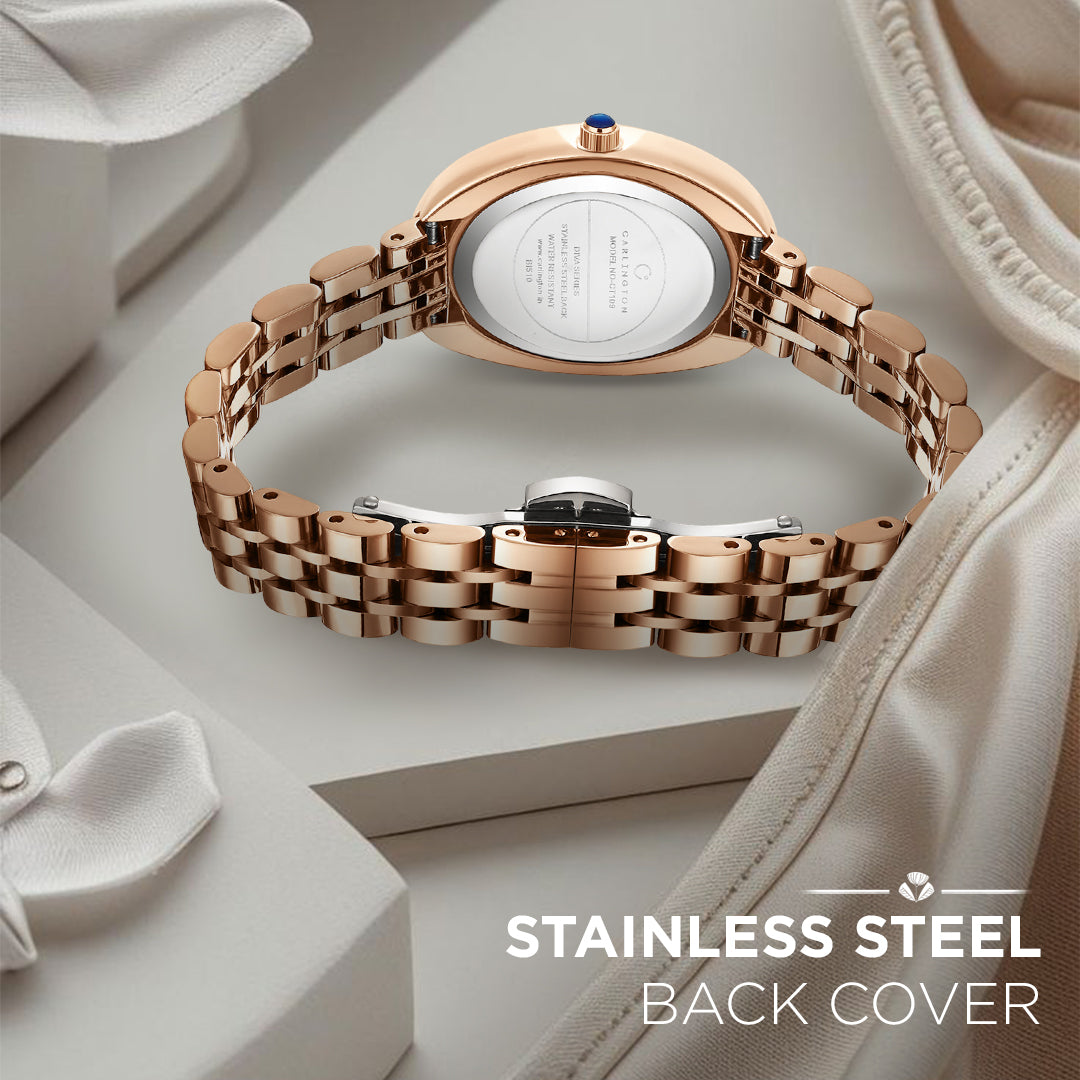 Carlington Diva Series Analog Women Wrist Watches with Stainless Steel Chain Strap | Premium Fashion Watches for Ladies | CT - 109