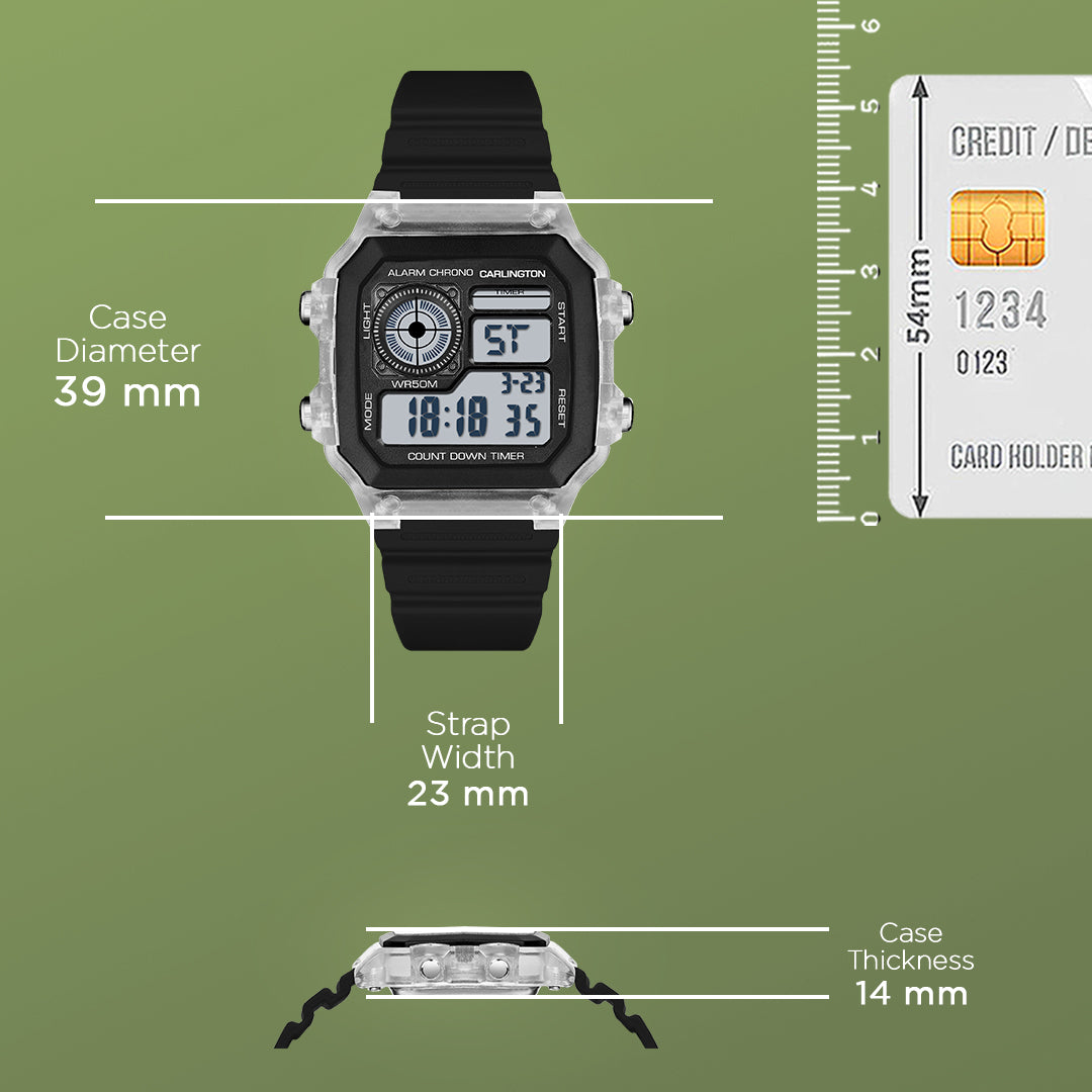 Carlington Endurance Series Digital Sports Watches For Men & Women - CT_9079 White- Black