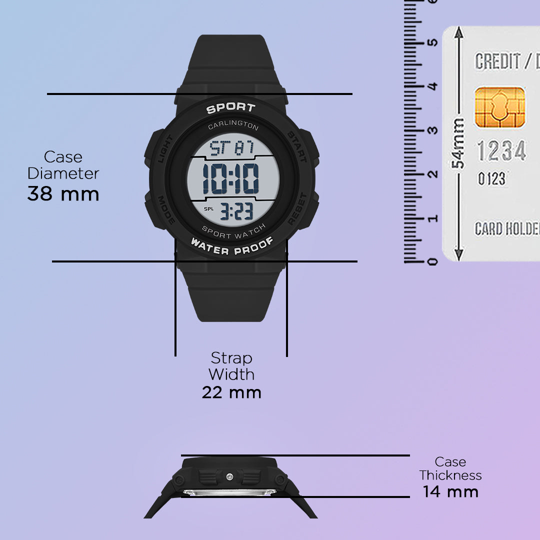 Carlington Kids Digital Watch for Boys and Girls Age 2 to 14 Years Red Purple Black Colour Band with Alarm and Date Display - CT_9123