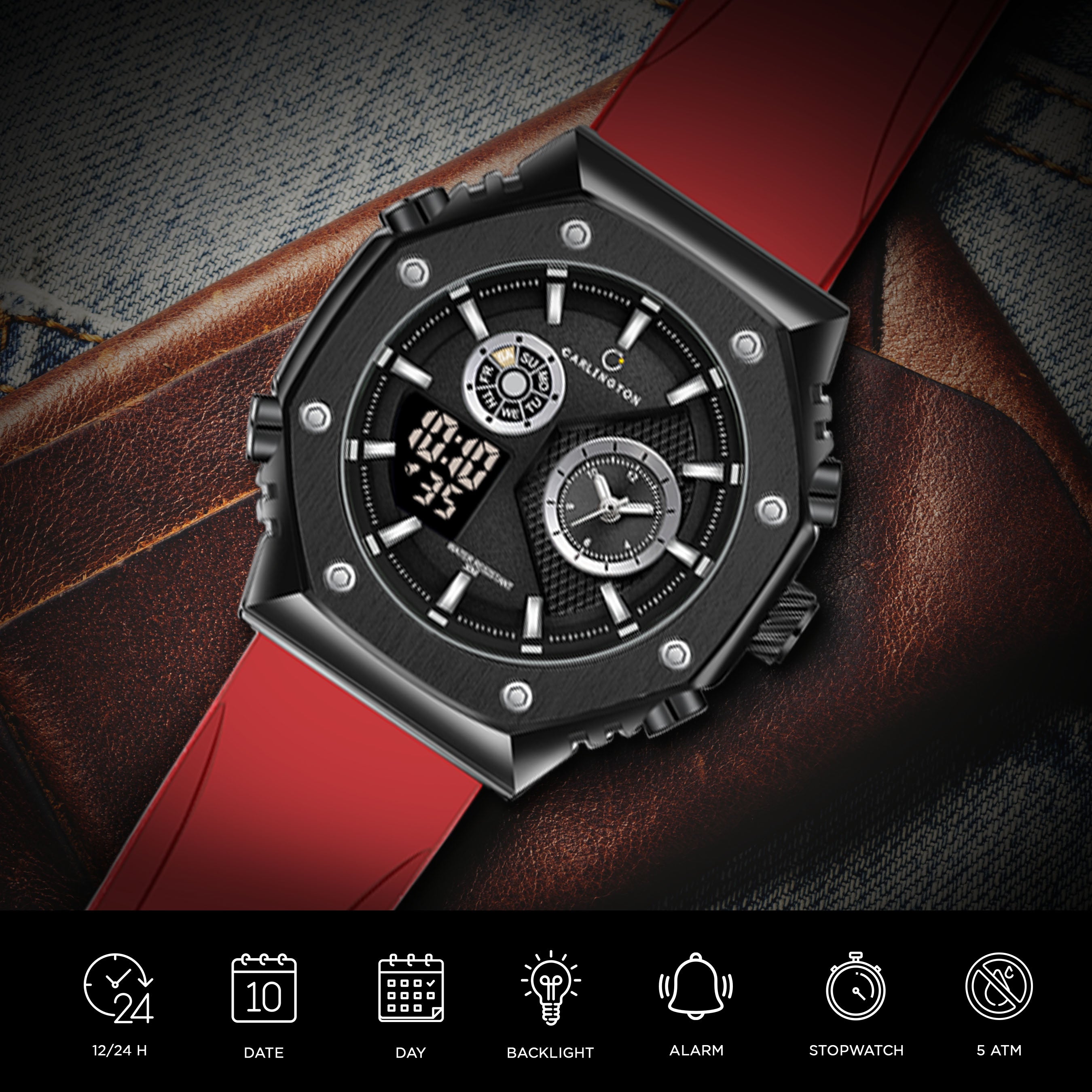 Exclusive 7711 Red Analog Wrist Watch