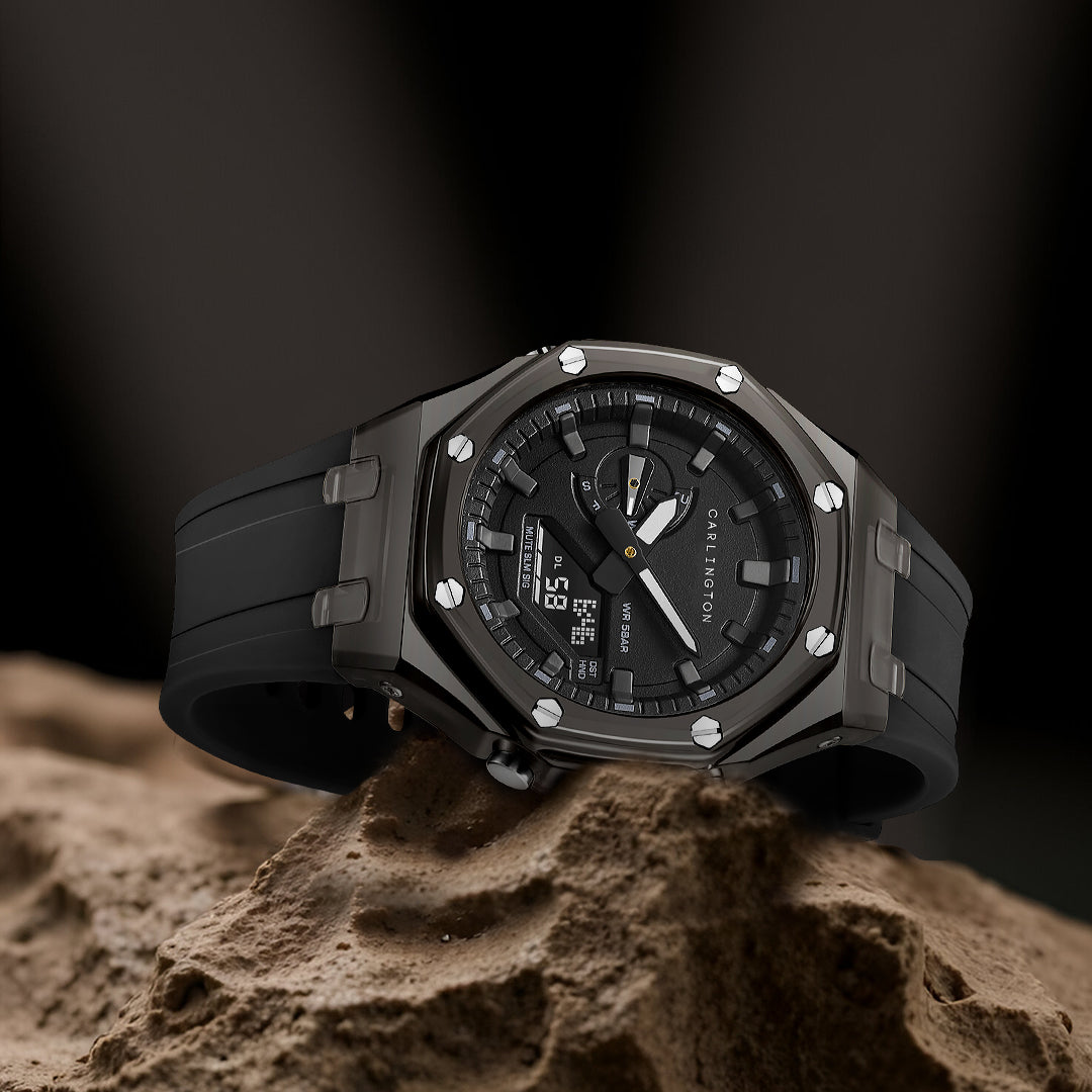 Carlington Velocity Series Analog-Digital Sports Watches for Men and Boys with Alarm, Stopwatch, Backlit Display, Dualtime, Silicone Rubber Strap, Water & Shock Resiatant - CT_8088