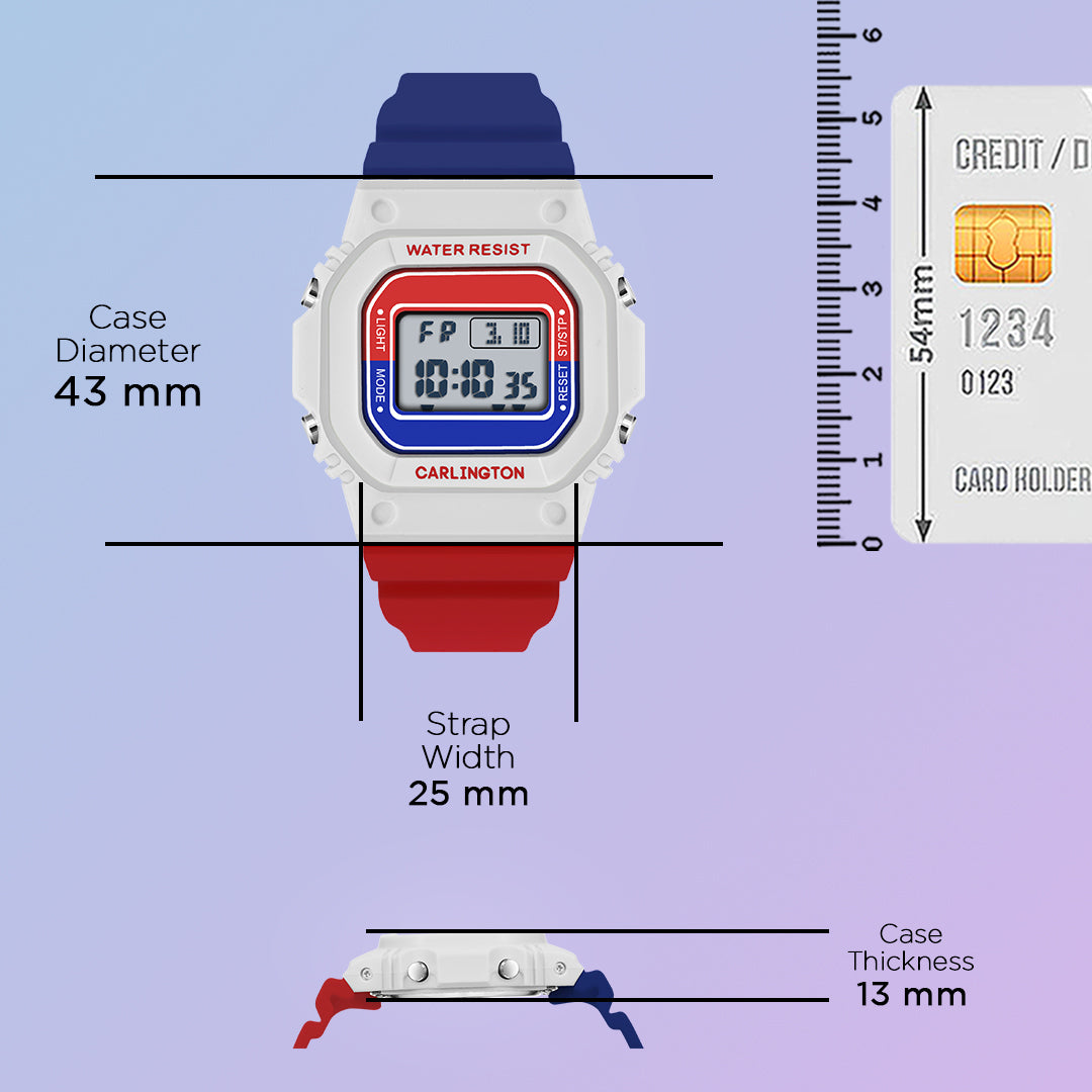 Carlington Kids Digital Watch for Boys and Girls Age 2 to 12 Years White Green Black Yellow Colour Band with Alarm and Date Display - CT_718