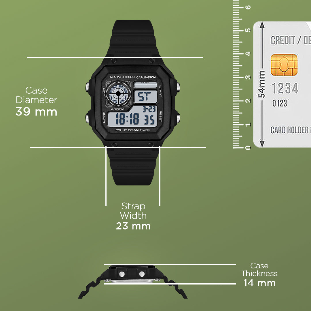 Carlington Endurance Series Digital Sports Watches For Men & Women - CT_9079 Black