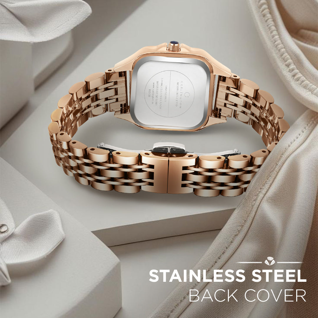 Carlington Diva Series Analog Women Wrist Watches with Stainless Steel Chain Strap | Premium Fashion Watches for Ladies | CT - 110