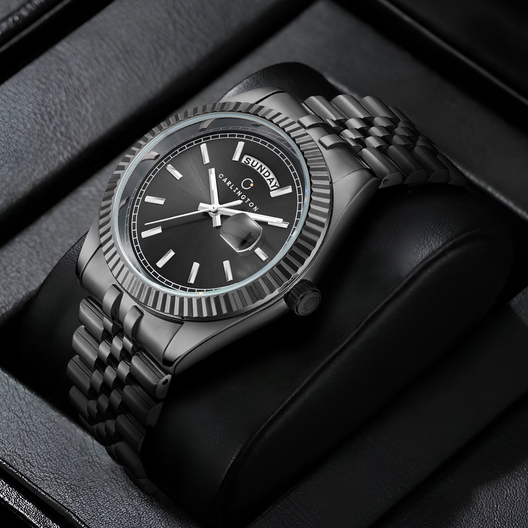 Carlington Analog Gents Watches with Stainless Steel Chain Strap | Day and Date Display | Premium Gift Watches for Men – Stylish Casual & Formal Wrist Watch - CT 8888