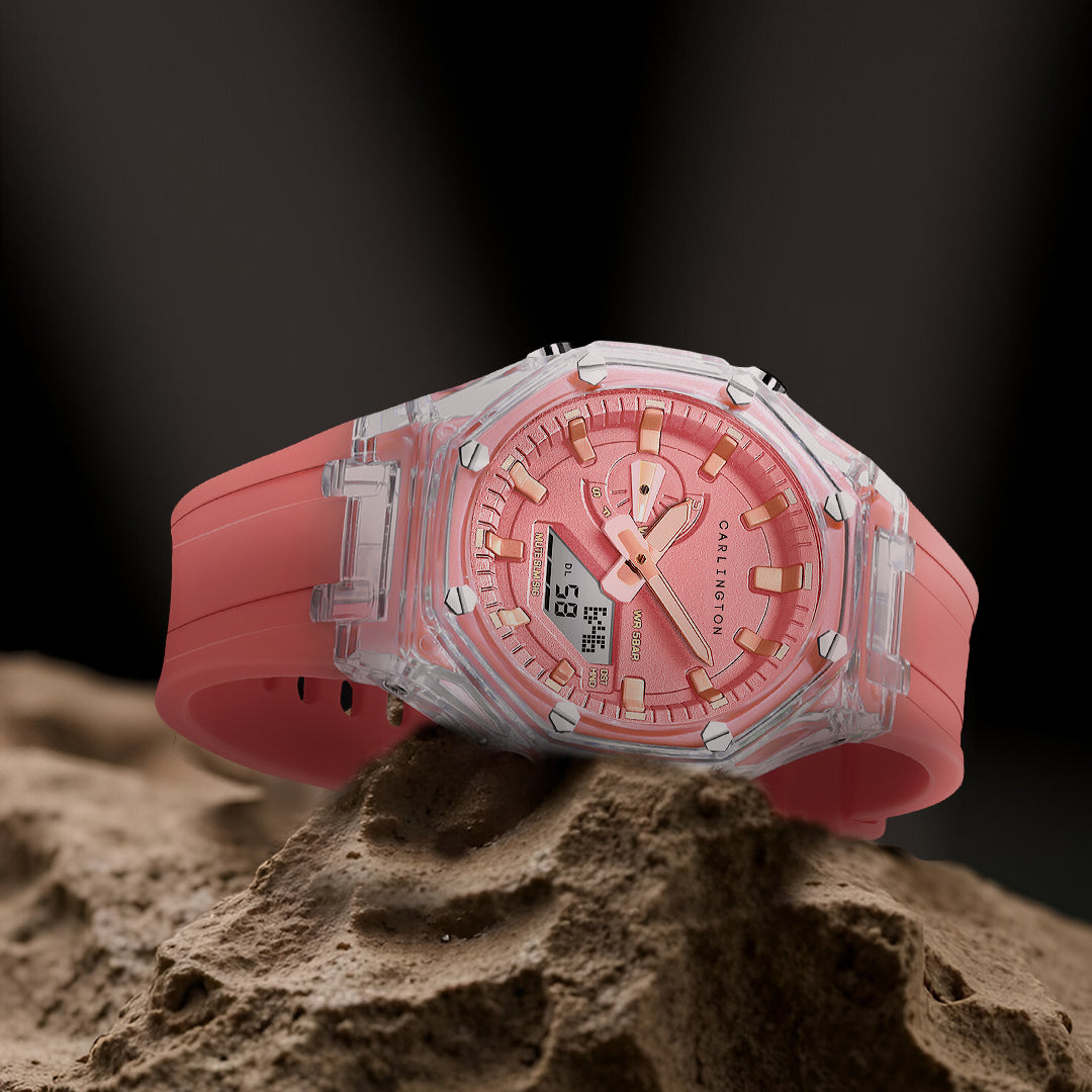 Carlington Velocity Series Analog-Digital Sports Watches for Women and Girls with Alarm, Stopwatch, Backlit Display, Dualtime, Silicone Rubber Strap, Water & Shock Resiatant - CT_8088