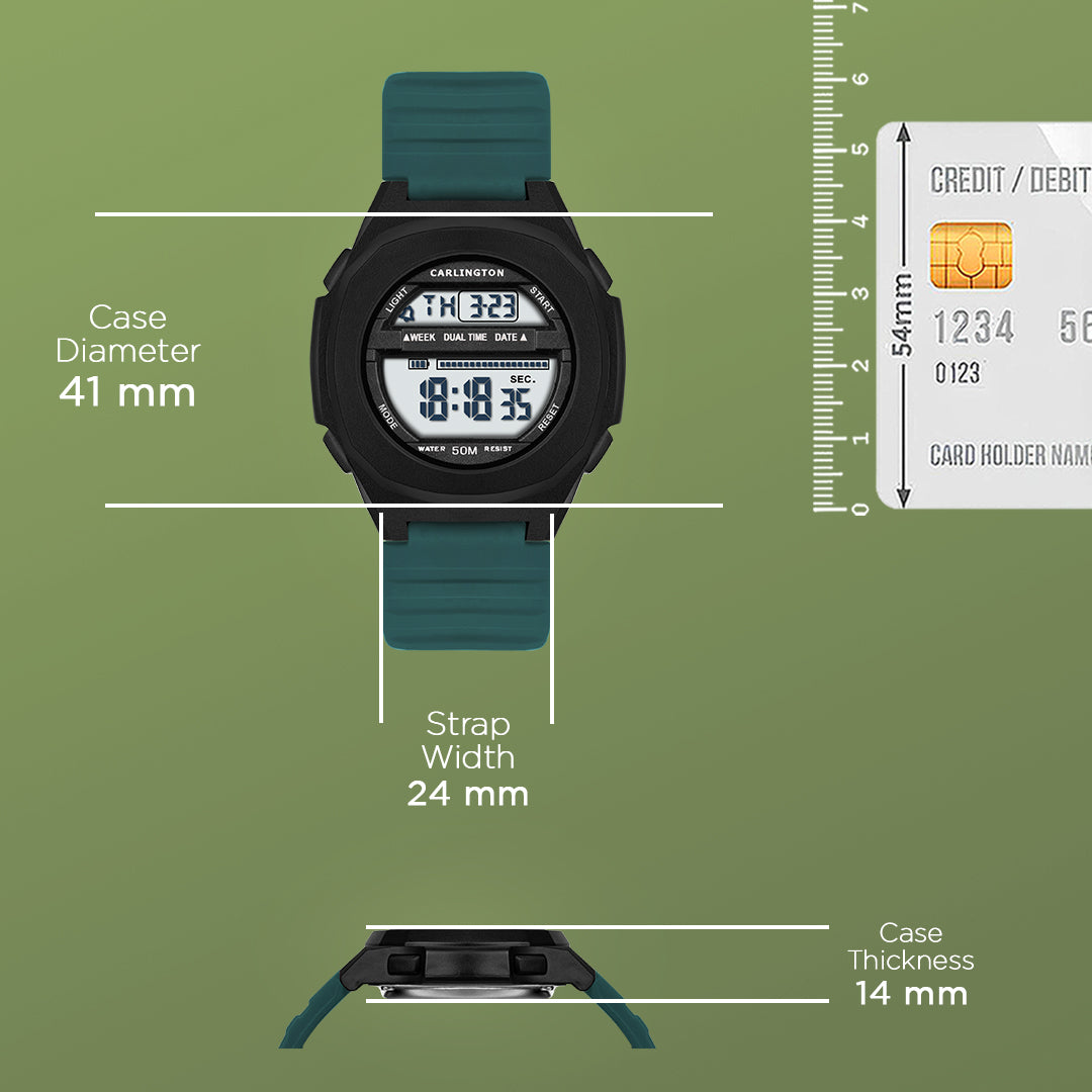 Carlington Endurance Series Digital Sports Watches For Men & Women - CT_9117 Teal