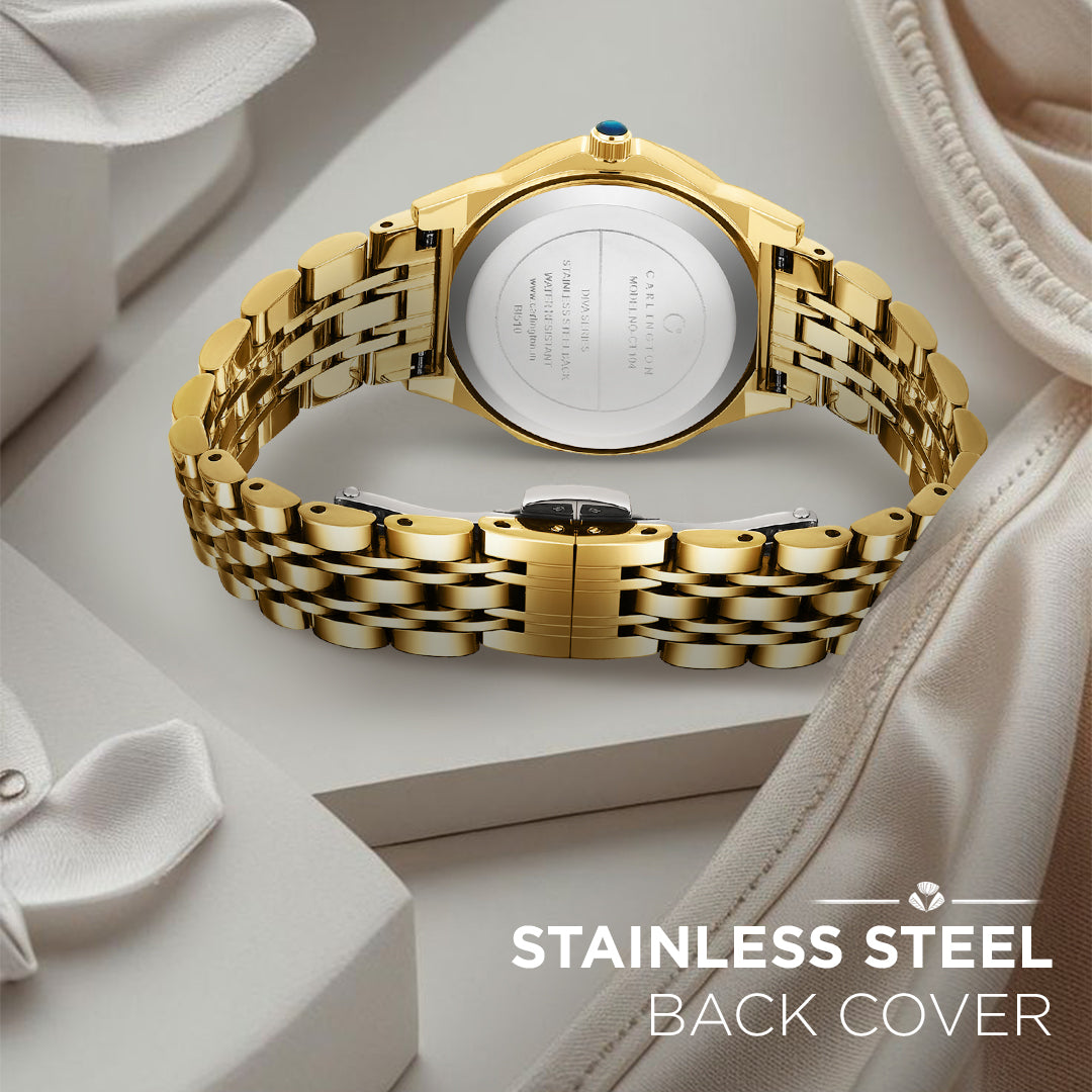 Carlington Diva Series Analog Women Wrist Watches with Stainless Steel Chain Strap | Premium Fashion Watches for Ladies | CT - 104