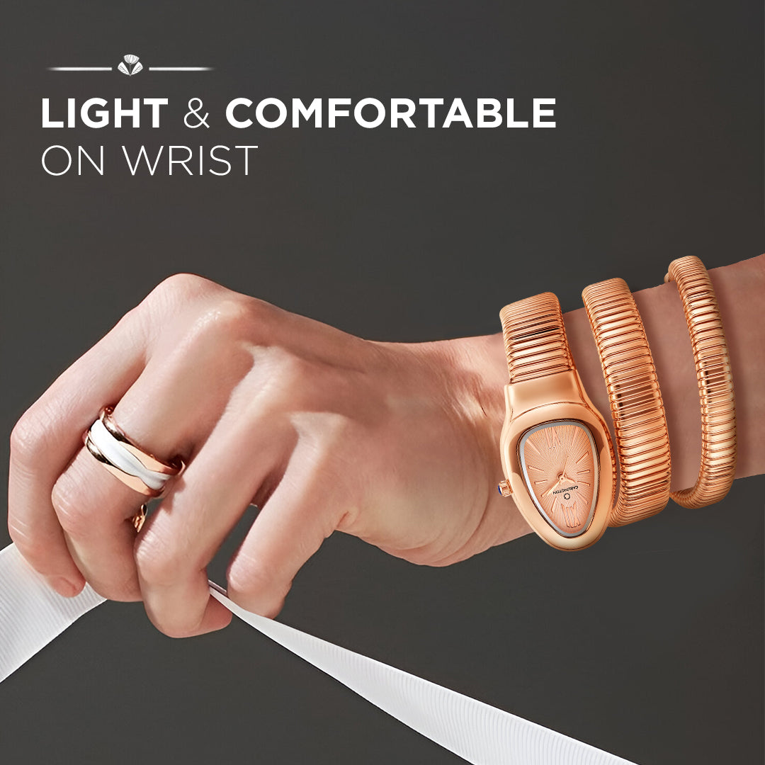 Carlington Elegant Snake Band Analog Women's Watch – Premium Stainless Steel Strap, Oval Designer Dial, Water-Resistant Ladies Watch for Party & Casual Wear Premium Gift Watch for Women