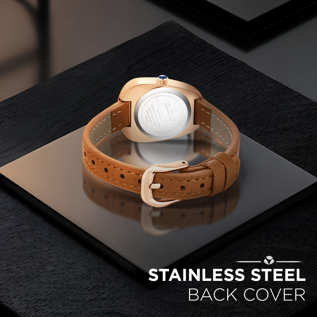 Carlington Aura Series Analog Women Wrist Watches with Premium Leather Belt Strap | Premium Fashion Watches for Ladies | CT - 202