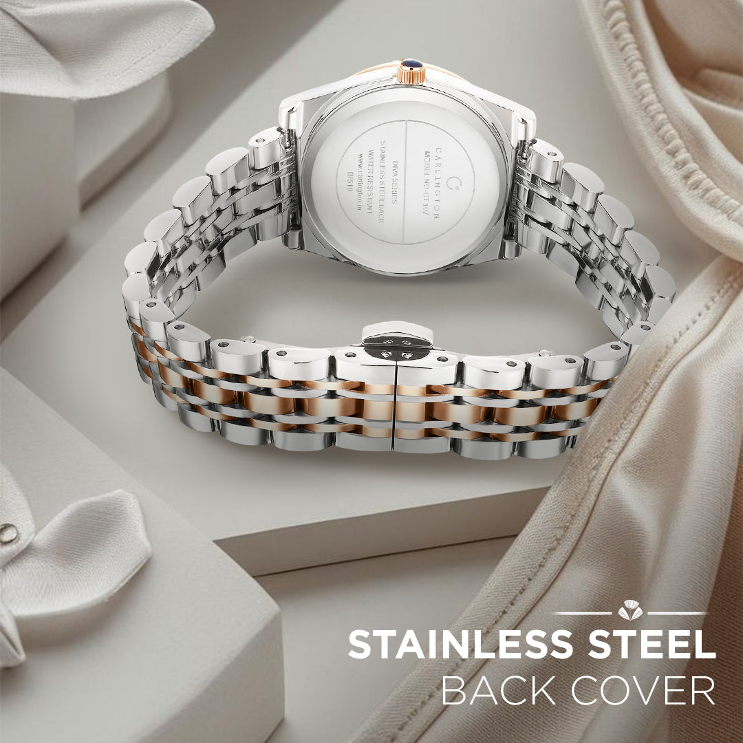 Carlington Diva Series Analog Women Wrist Watches with Stainless Steel Chain Strap | Premium Fashion Watches for Ladies | CT - 107