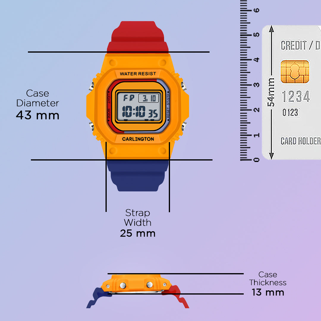 Carlington Kids Digital Watch for Boys and Girls Age 2 to 12 Years White Green Black Yellow Colour Band with Alarm and Date Display - CT_718
