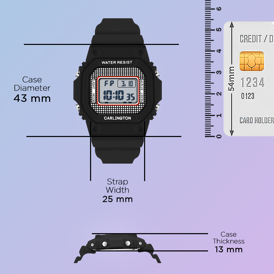 Carlington Kids Digital Watch for Boys and Girls Age 2 to 12 Years White Green Black Yellow Colour Band with Alarm and Date Display - CT_718