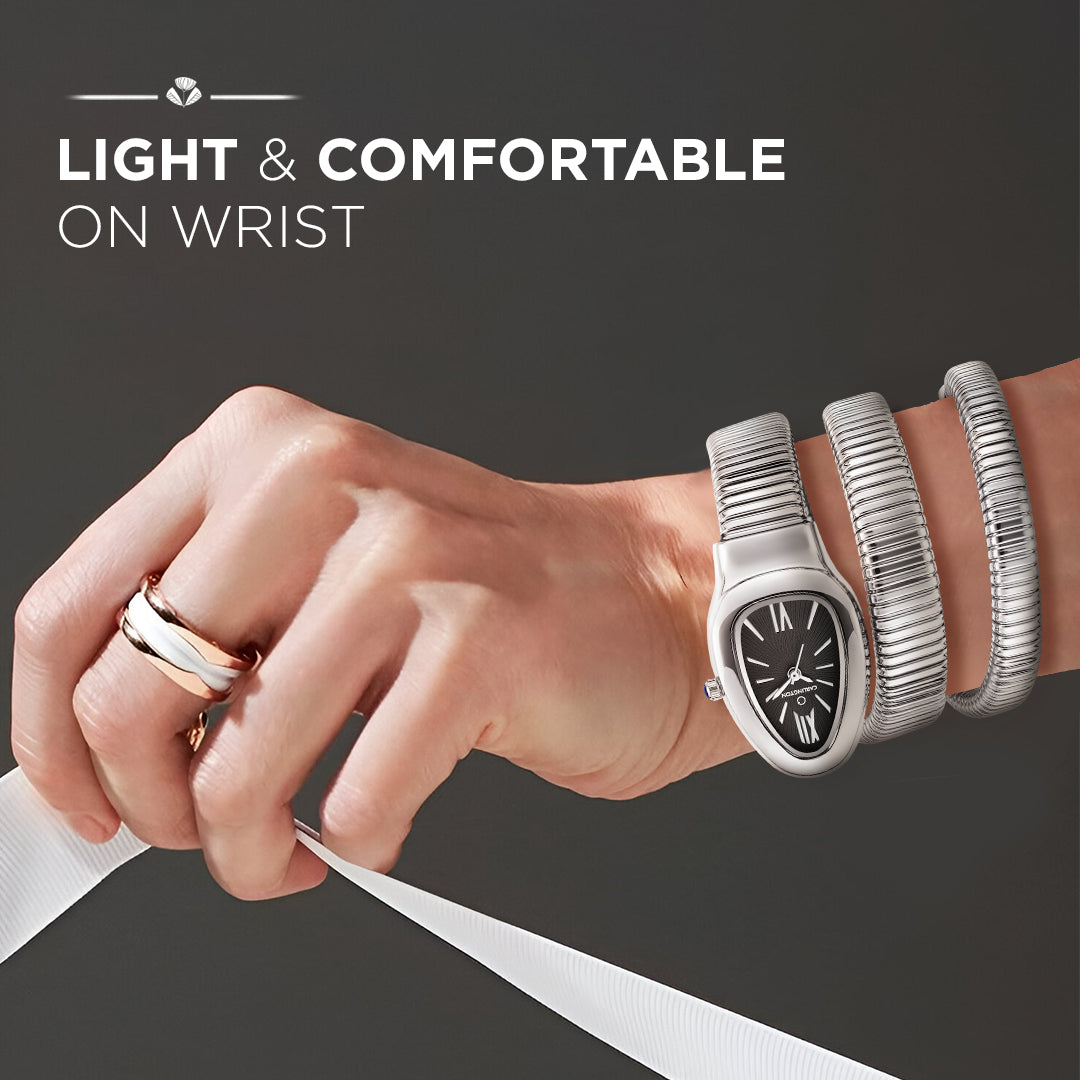 Carlington Elegant Snake Band Analog Women's Watch – Premium Stainless Steel Strap, Oval Designer Dial, Water-Resistant Ladies Watch for Party & Casual Wear Premium Gift Watch for Women