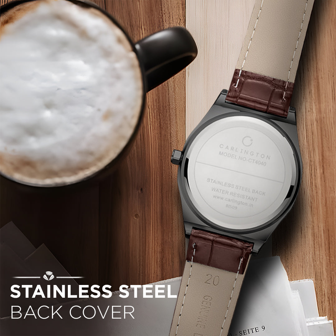 Carlington Meridian Series Analog Men Wrist Watches with Premium Leather Belt Strap | Premium Fashion Watches for Gents | CT - 4040