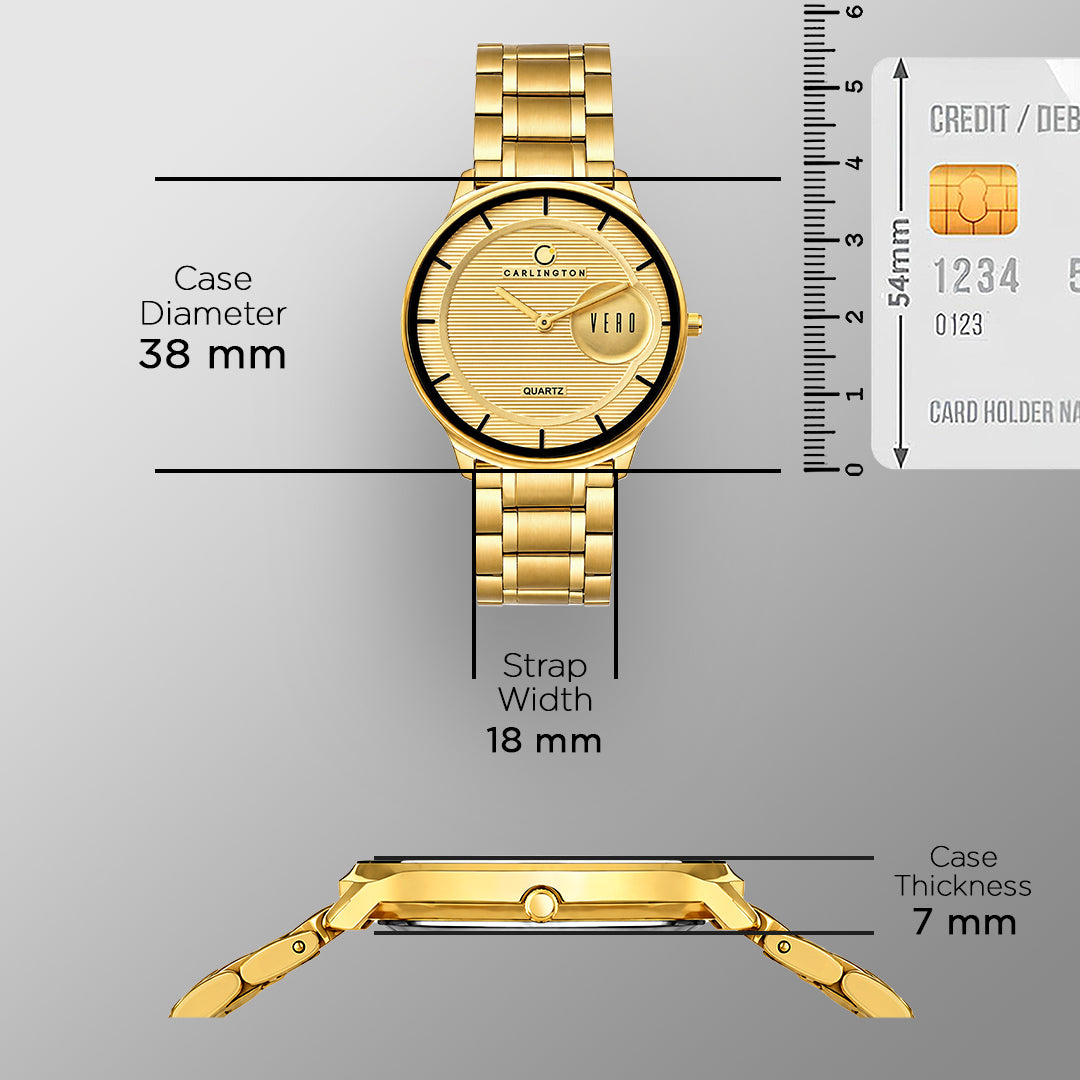 Carlington Vero Series Slim Analog Wrist Watches Stainless Steel Strap for Men CT1122