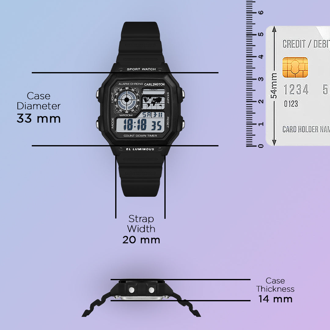 Carlington Kids Digital Watch for Boys and Girls Age 2 to 12 Years Pink Green Black Colour Band with Alarm and Date Display - CT_321