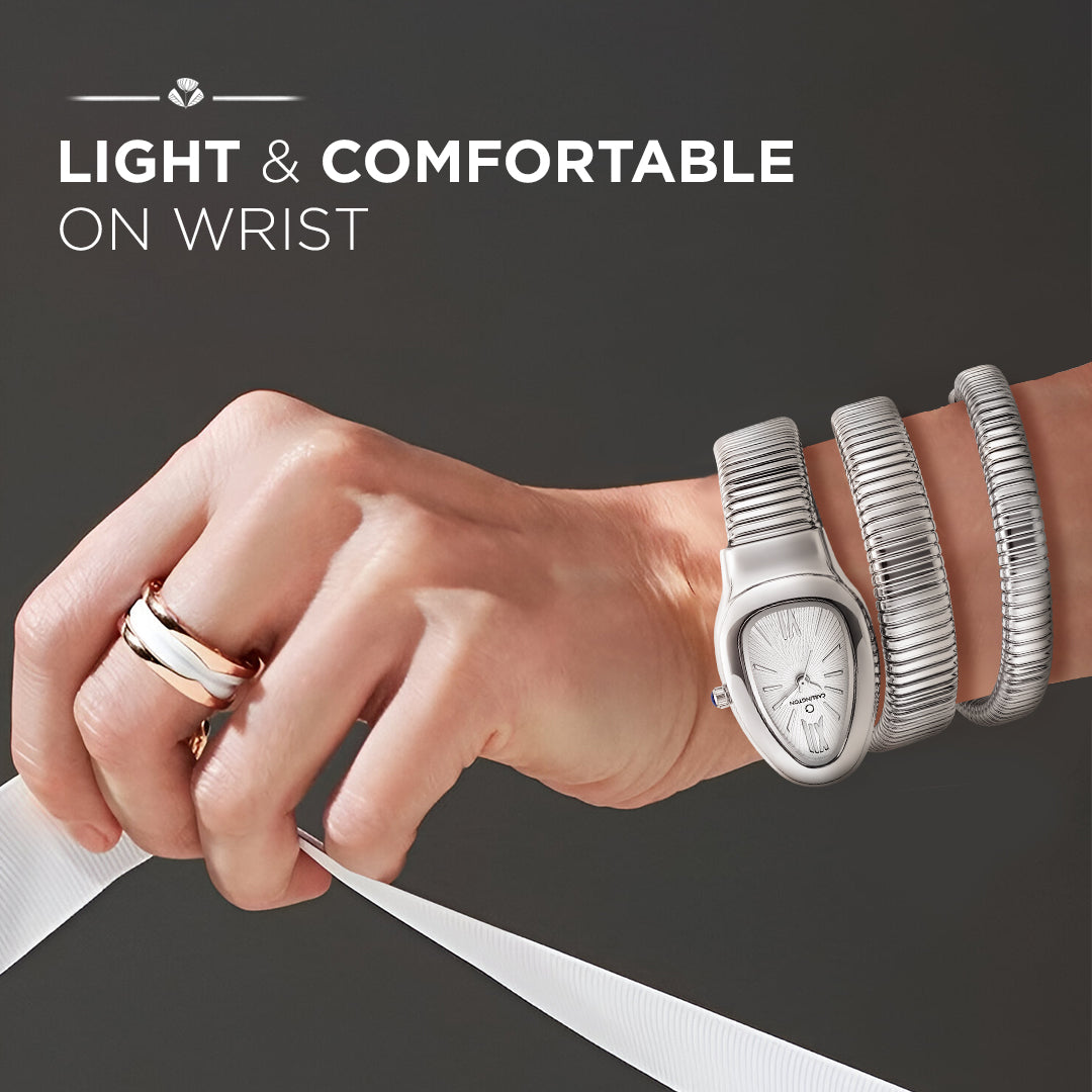 Carlington Elegant Snake Band Analog Women's Watch – Premium Stainless Steel Strap, Oval Designer Dial, Water-Resistant Ladies Watch for Party & Casual Wear Premium Gift Watch for Women